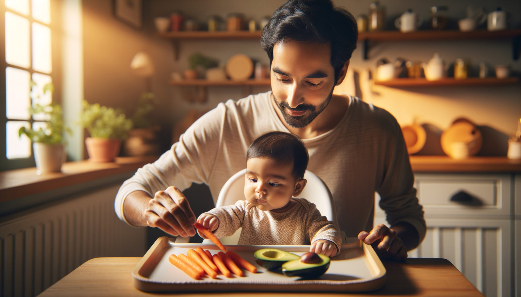 parent offering baby first foods for baby led weaning
